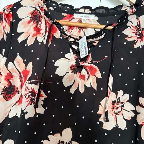 Maurices Black Floral Blouse Size Small - Picture 3 of 6